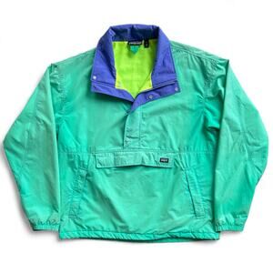 Vintage Made in USA Patagonia Anorak Half Zip Snap T Jacket Faded Green Neon L